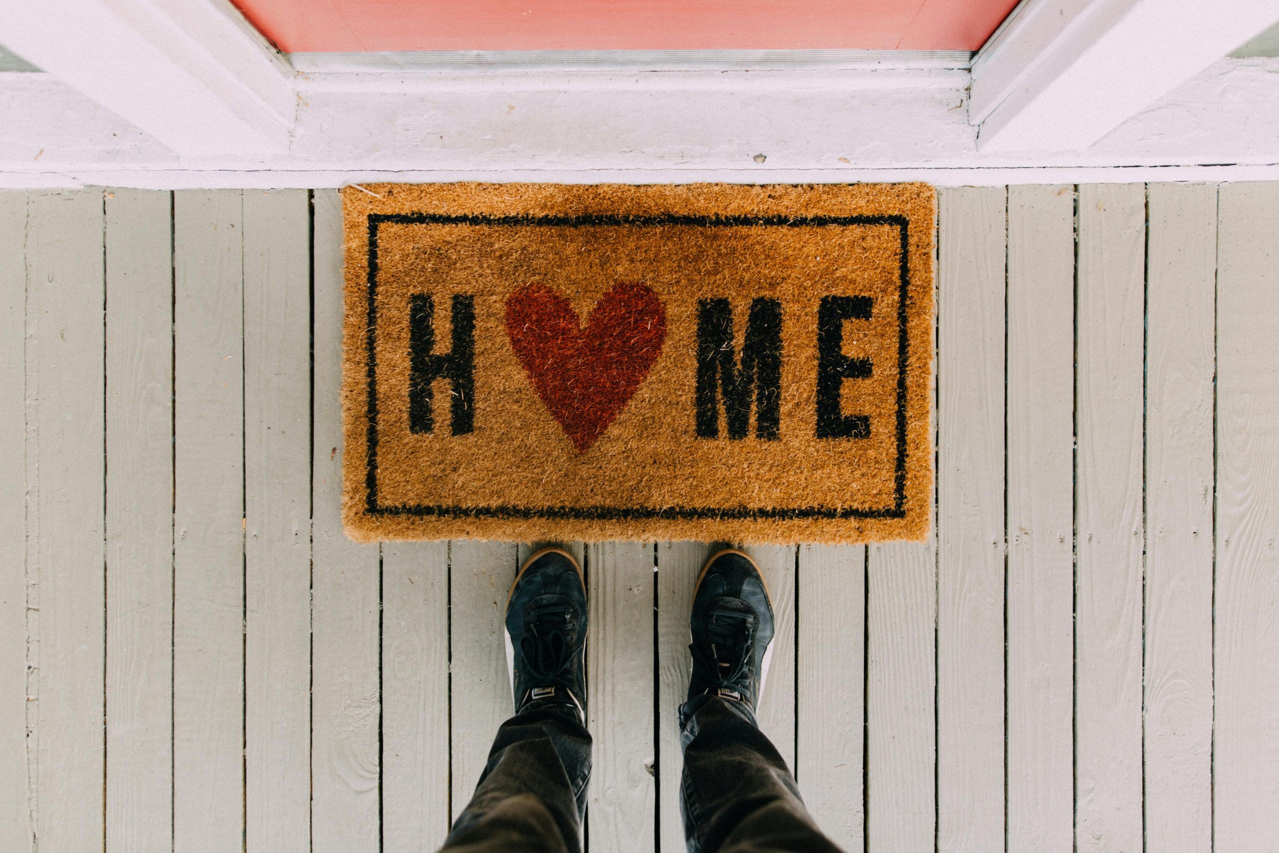 Welcome mat with 'HOME' design